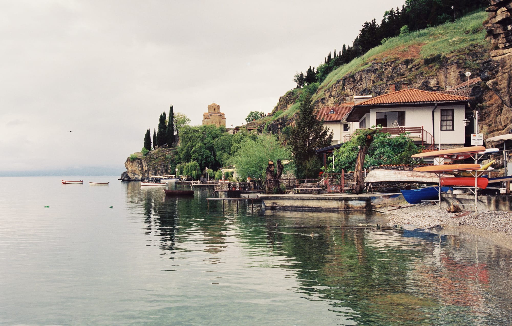 Lake Ohrid, North Macedonia — Hiking trail to the church of St. John at Kaneo